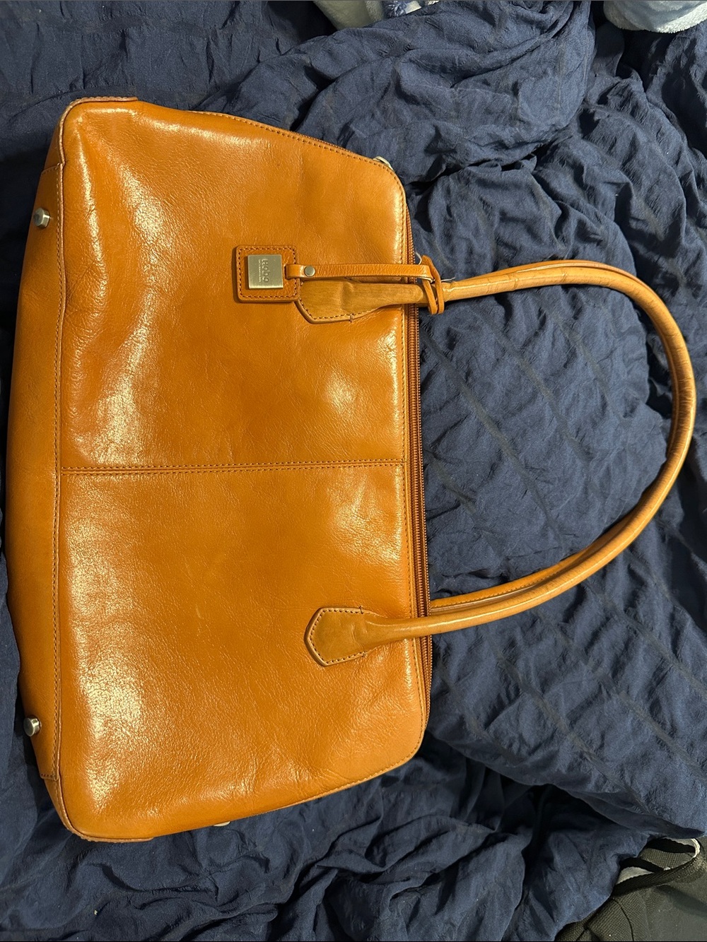 HOBO Cognac Leather Shoulder Tote